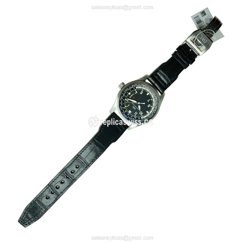IWC IW326201 PILOTS Replica - Automatic - Black Dial - Steel Case - Black Alligator Strap - View 2