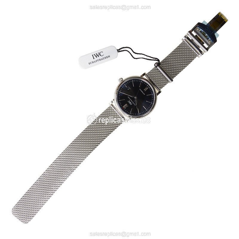 IWC Portofino Replica - Automatic - Black Dial - Steel Case - Silver Strap - View 2