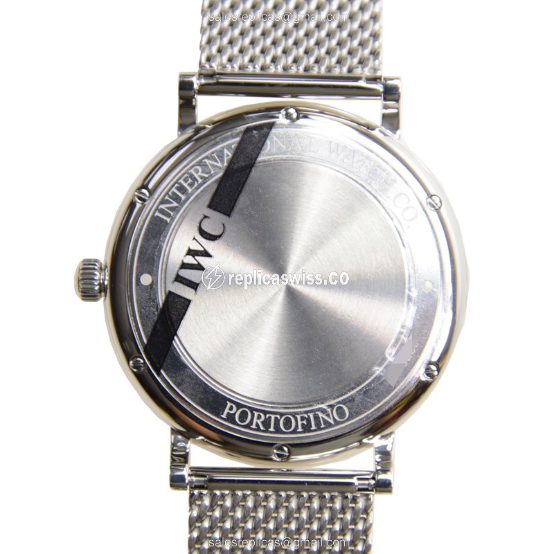 IWC Portofino Replica - Automatic - Black Dial - Steel Case - Silver Strap - View 3