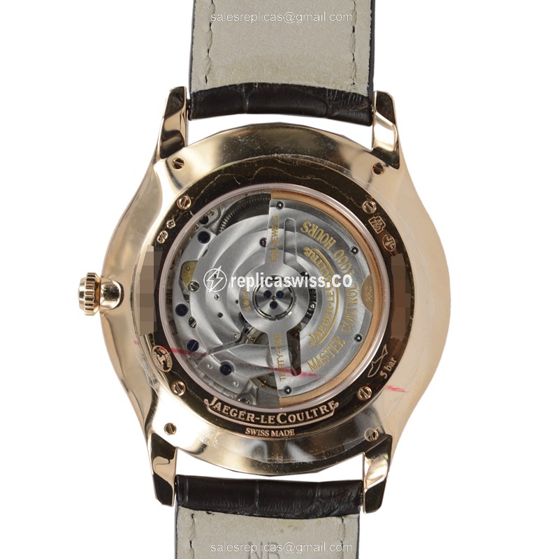 Jaeger-Lecoultre Q1352420 Replica - Ultra Thin - Automatic - 18kt Rose Gold - Beige Dial - Black Alligator Strap - View 3