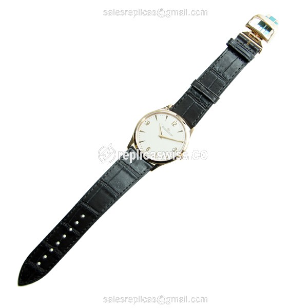 Jaeger-Lecoultre Q1342420 Replica - Manual Wind - 18kt Rose Gold - Beige Dial - Alligator Black Strap - View 2