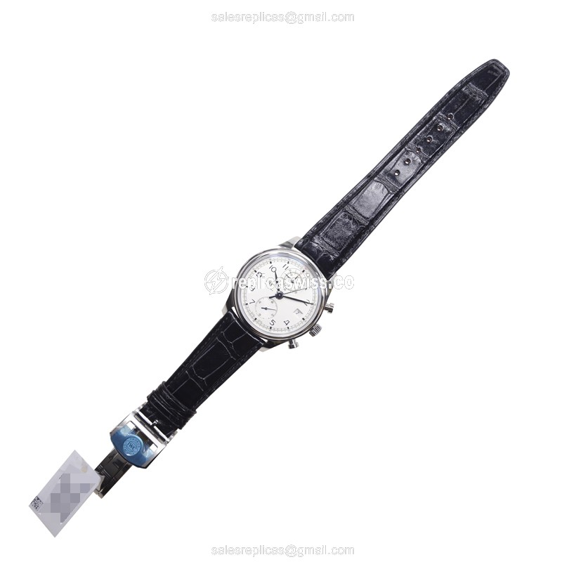 IWC Portuguese Replica - Automatic - Stainless Steel - White Dial - Black Alligator Strap - View 2