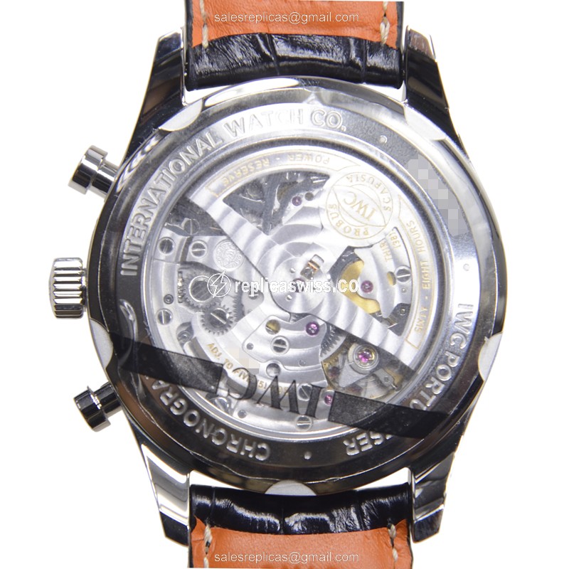 IWC Portuguese Replica - Automatic - Stainless Steel - White Dial - Black Alligator Strap - View 3
