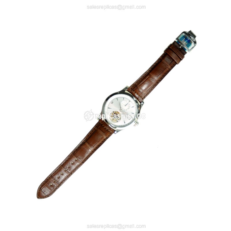 Jaeger-Lecoultre Q1658420 Replica - Ultra Thin - Automatic - Steel Case - Silver Dial - Brown Alligator Strap - View 2