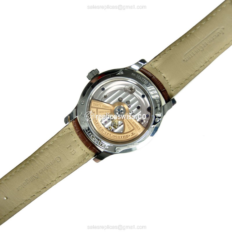 Jaeger-Lecoultre Q1658420 Replica - Ultra Thin - Automatic - Steel Case - Silver Dial - Brown Alligator Strap - View 3