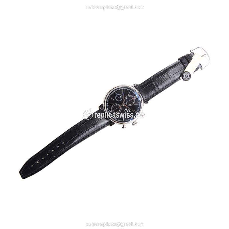 IWC Portofino Replica - Automatic - Stainless Steel - Black Dial - Alligator Strap - Buckle Clasp - View 2
