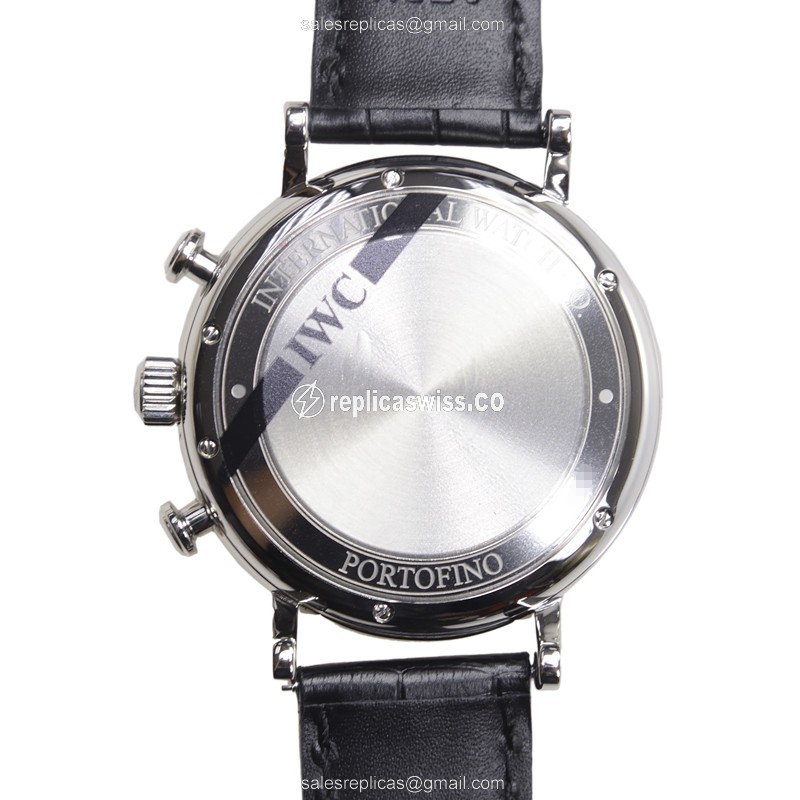 IWC Portofino Replica - Automatic - Stainless Steel - Black Dial - Alligator Strap - Buckle Clasp - View 3