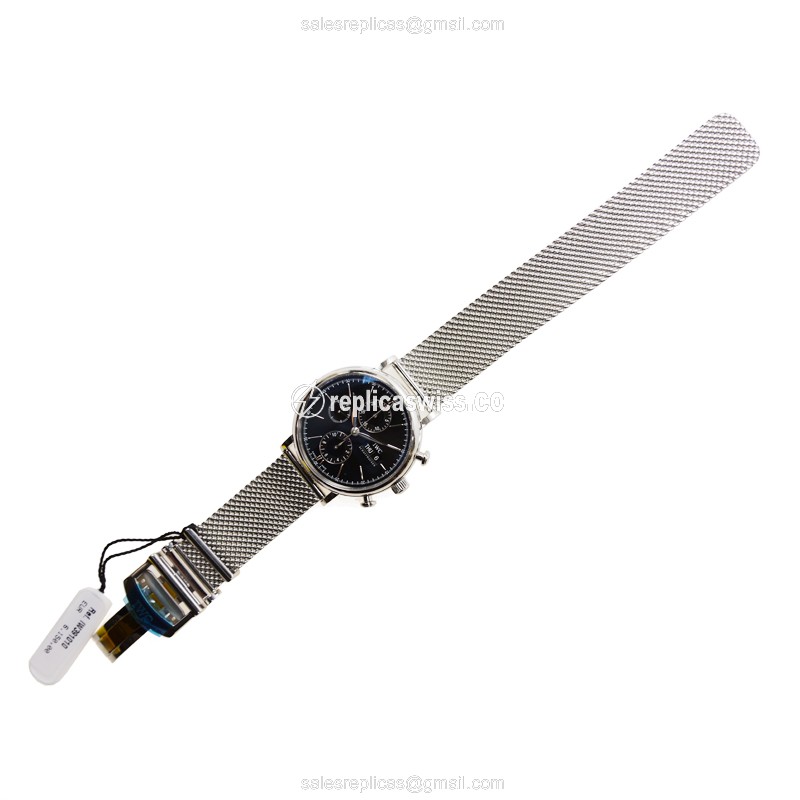 IWC Portofino Replica - Automatic - Black Dial - Silver Steel - Sapphire Crystal - View 2