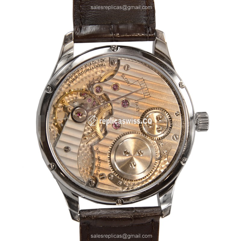 IWC Portuguese Replica - Manual - 18kt Gold - Dark Grey - Brown Alligator Buckle - View 3