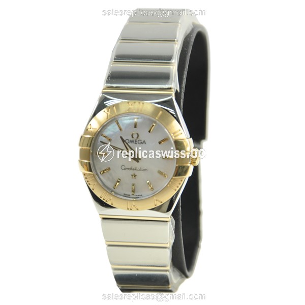 Omega Constellation Replica - Quartz - 18kt Gold & Steel - White Dial - Silver Clasp - View 2