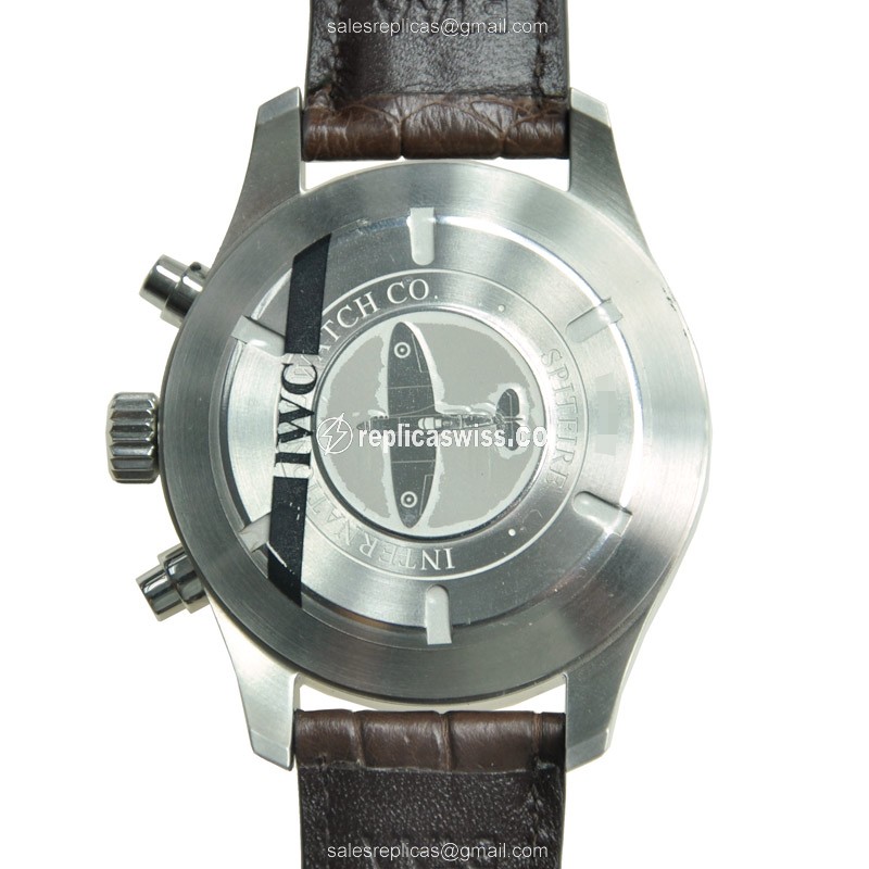 IWC PILOTS Replica - Automatic - Stainless Steel - Dark Grey Dial - Brown Alligator Strap - View 3
