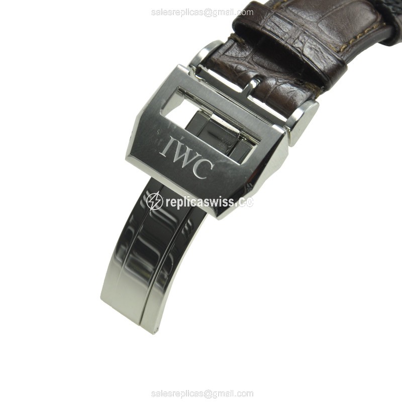 IWC PILOTS Replica - Automatic - Stainless Steel - Dark Grey Dial - Brown Alligator Strap - View 4
