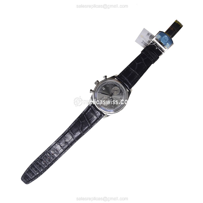 IWC Portuguese Replica - Automatic - Steel Case - Grey Dial - Black Alligator Strap - View 2