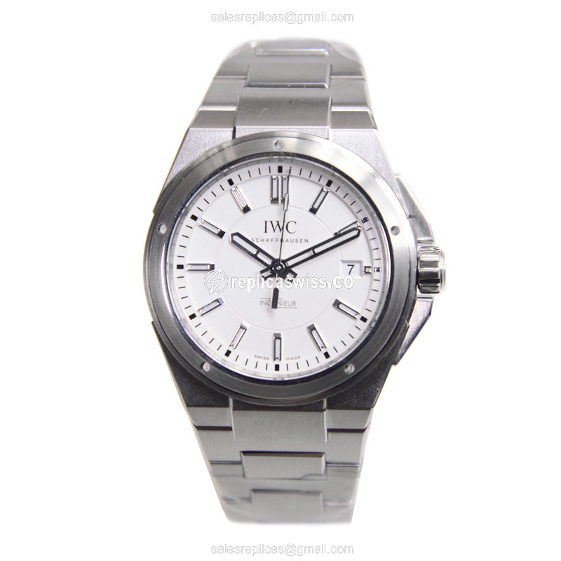 IWC Ingenieur Replica - Automatic - Stainless Steel - White Dial - Silver Steel Bracelet - View 2