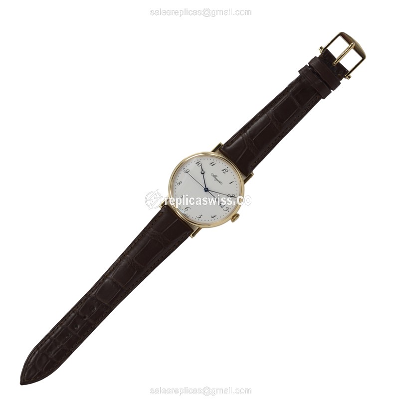 Breguet 5177BA/29/9V6 Classic - Auto - 18kt Yellow Gold - White Dial - Brown Alligator Buckle - View 2