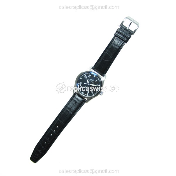 IWC PILOTS Replica - Automatic - Stainless Steel - Black Dial - Alligator Black Strap - View 2