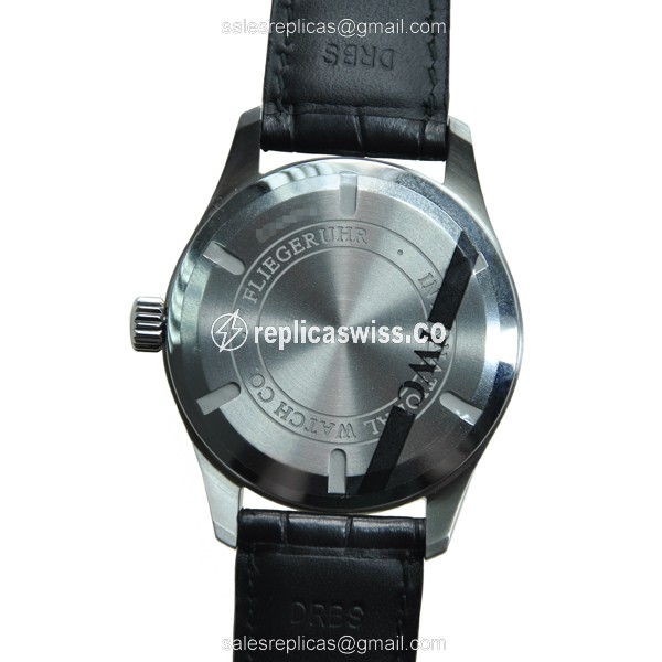 IWC PILOTS Replica - Automatic - Stainless Steel - Black Dial - Alligator Black Strap - View 3