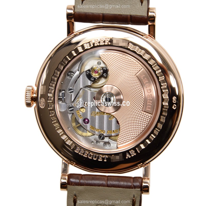 Breguet Classic 8788BR/12/986/DD00 - Auto - Rose Gold - Diamonds - White Dial - Alligator Brown - View 3