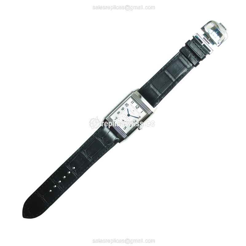 Jaeger-Lecoultre Q3738420 REVERSO Replica - Manual Wind - Stainless Steel - White Dial - Black Alligator Strap - View 2