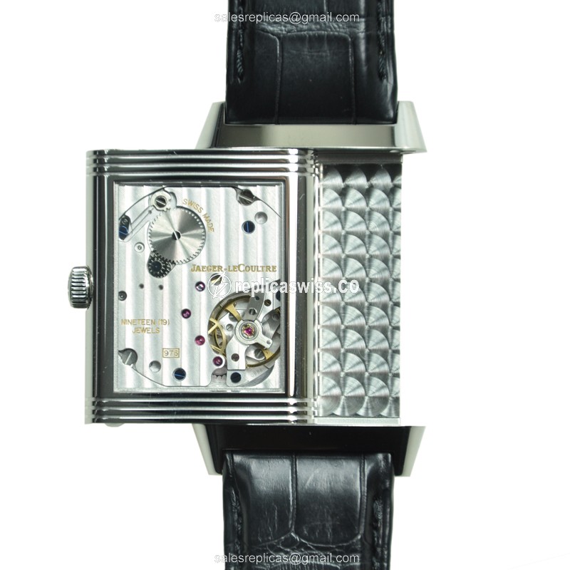 Jaeger-Lecoultre Q3738420 REVERSO Replica - Manual Wind - Stainless Steel - White Dial - Black Alligator Strap - View 4