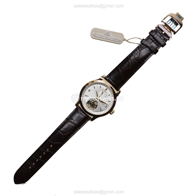 Jaeger-Lecoultre Q1652420 Replica - Ultra Thin - Automatic - Rose Gold - Silver Dial - Brown Alligator Strap - View 2