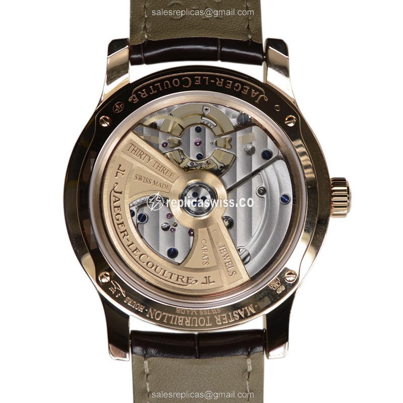 Jaeger-Lecoultre Q1652420 Replica - Ultra Thin - Automatic - Rose Gold - Silver Dial - Brown Alligator Strap - View 3