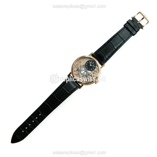 Breguet Tradition 7027BR/R9/9V6 - Manual Wind - 18kt Rose Gold Case - Gold Dial - Black Alligator Strap - View 2