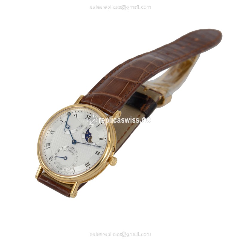 Breguet 3137BA/11/986 Classic - Auto - 18kt Gold - White Dial - Brown Alligator - View 2