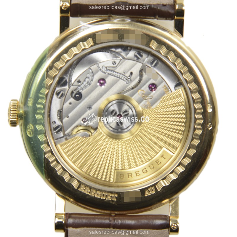 Breguet 5177BA/12/9V6 Classic - Auto - 18kt Yellow Gold - Silver Dial - Brown Alligator Buckle - View 3