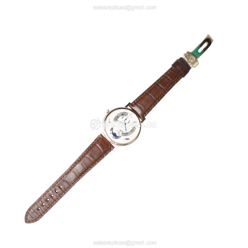 Breguet Classique Replica - Automatic - 18kt Rose Gold - Silver Dial - Brown Alligator Strap - View 2