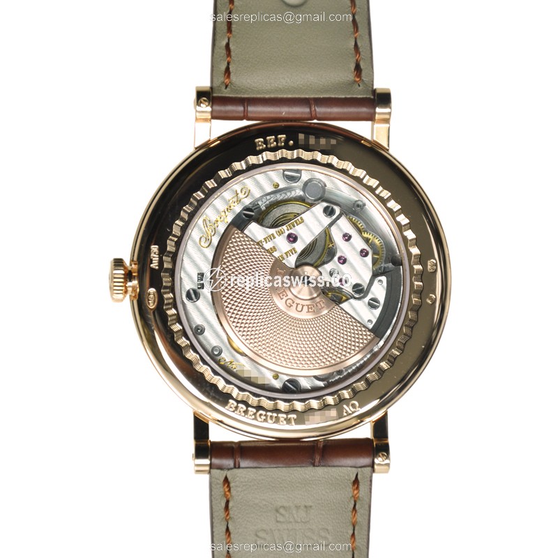 Breguet Classique Replica - Automatic - 18kt Rose Gold - Silver Dial - Brown Alligator Strap - View 3