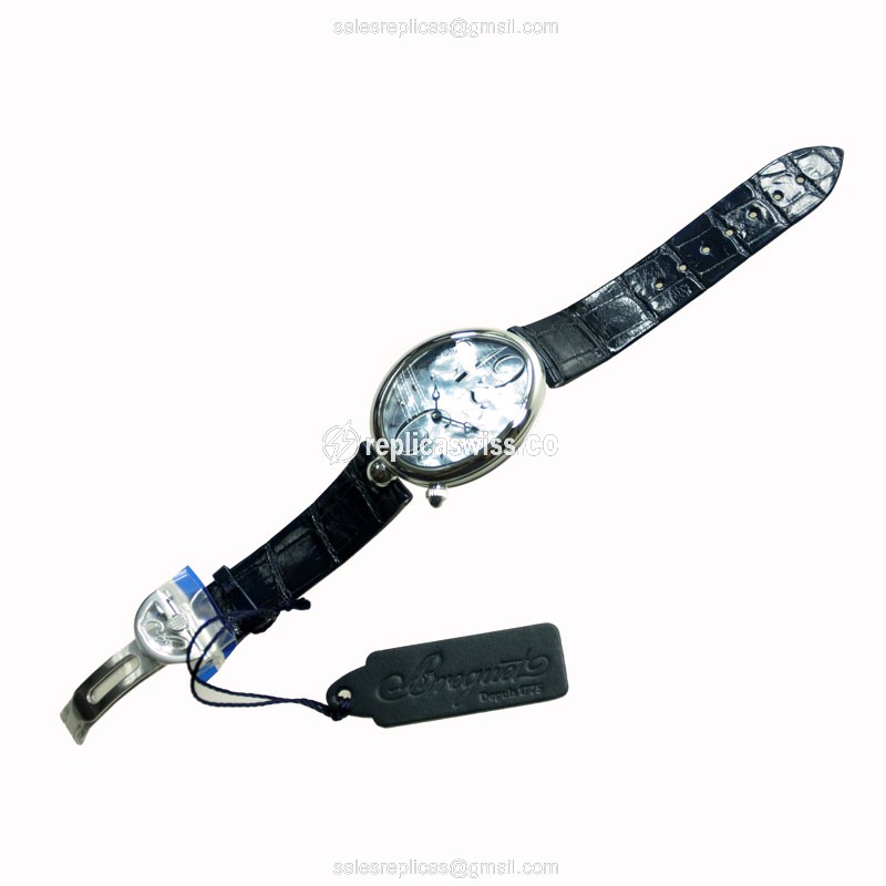 Breguet REINE DE NAPLES Replica - Automatic - White Dial - Blue Alligator Strap - Stainless Steel Clasp - View 2