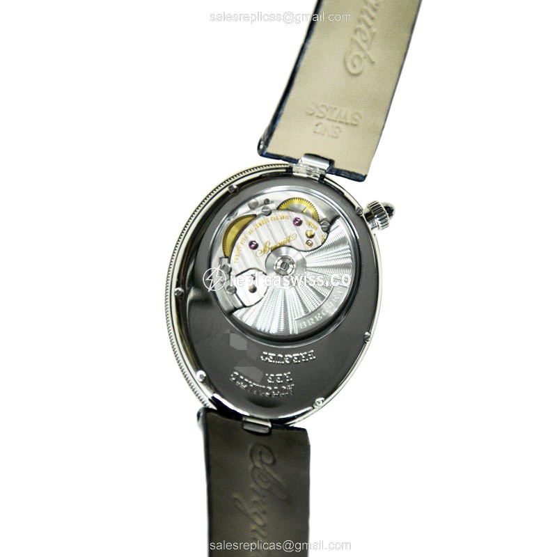 Breguet REINE DE NAPLES Replica - Automatic - White Dial - Blue Alligator Strap - Stainless Steel Clasp - View 3