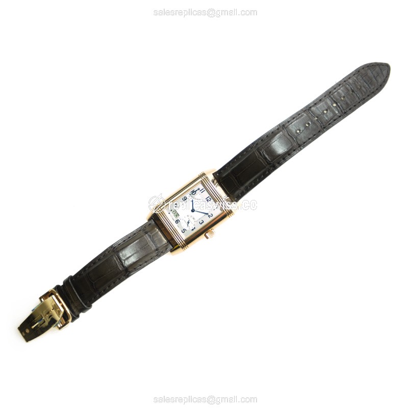 Jaeger-Lecoultre Q3002401 REVERSO - Manual - 18kt Rose Gold - White Dial - Brown Alligator Strap - View 2