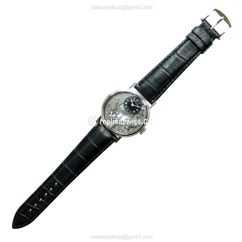 Breguet 7027BB Tradition Replica - Manual Wind - 18kt White Gold - Gray Dial - Buckle Clasp - Black Alligator Strap - View 2