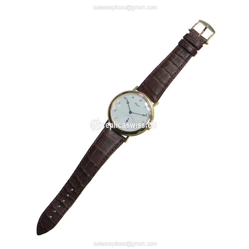 Breguet 5140BA/29/9W6 Classic - Auto - 18kt Yellow Gold - White Dial - Brown Alligator Buckle - View 2