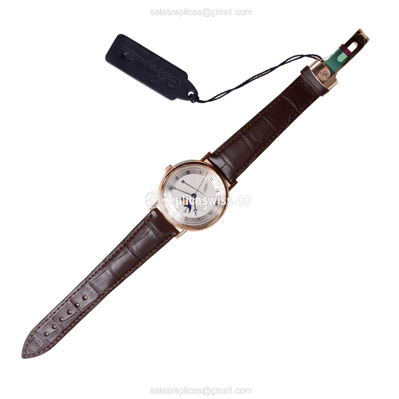 Breguet 7787BR/12/9V6 Classic - Automatic 18kt Rose Gold - Silver Dial - Brown Alligator Strap - View 2