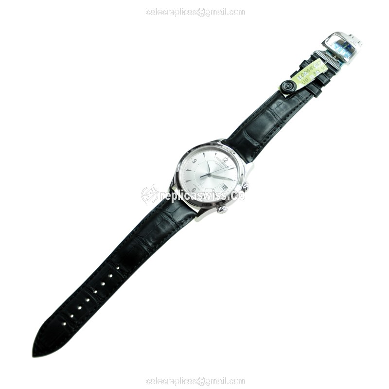 Jaeger-Lecoultre Q1418430 Replica - Ultra Thin - Automatic - Steel Case - Silver Dial - Black Alligator Strap - View 2