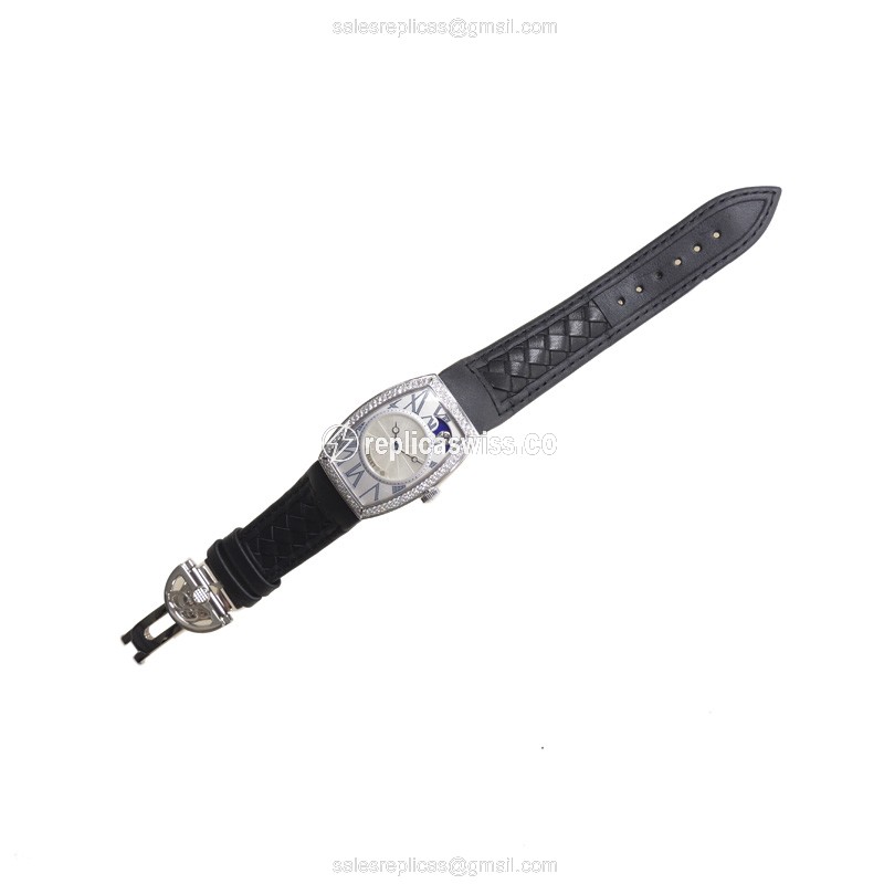 Breguet Patrimony Traditionelle Replica - 18kt White Gold - Diamond - Auto Movement - White Dial - Black Leather Strap - View 2