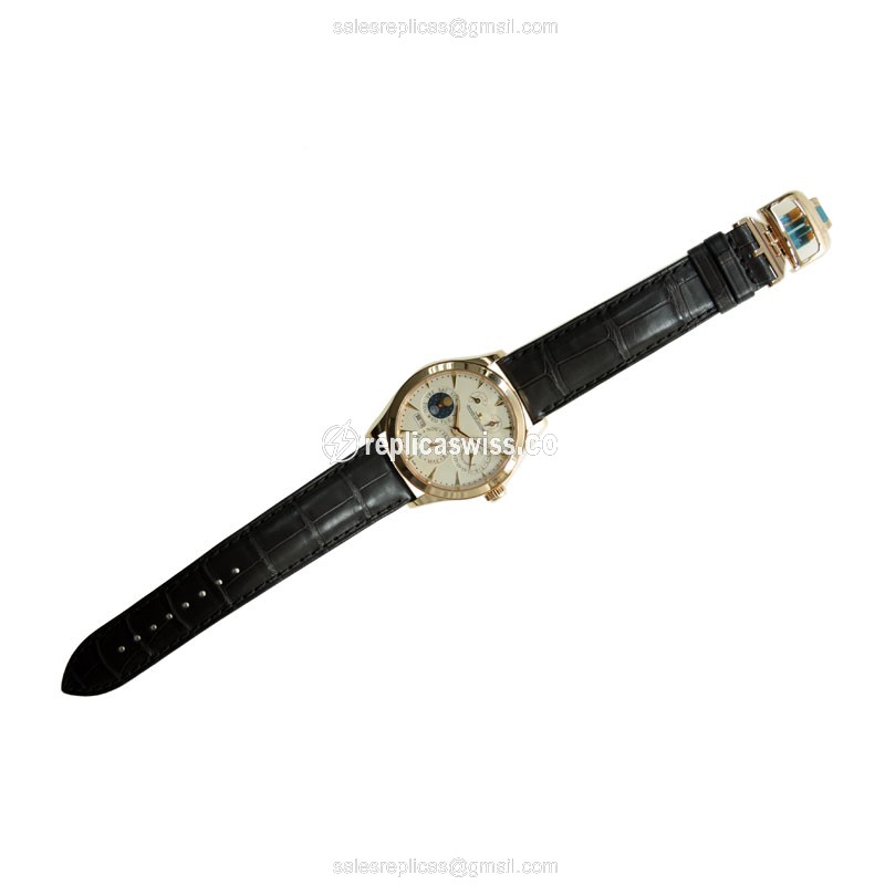 Jaeger-Lecoultre Q1612420 Replica - Manual - 18kt Rose Gold - Beige Dial - Brown Alligator Strap - View 2