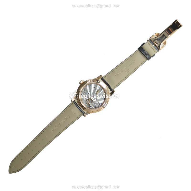 Jaeger-Lecoultre Q161242F Replica - Ultra Thin - Automatic - 18kt Rose Gold - Silver Dial - Brown Alligator Strap - View 3