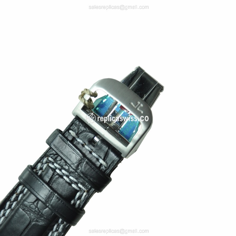 Jaeger-Lecoultre Q175847V Replica - Ultra Thin - Automatic - Black Dial - Steel Case - Alligator Black Strap - View 4