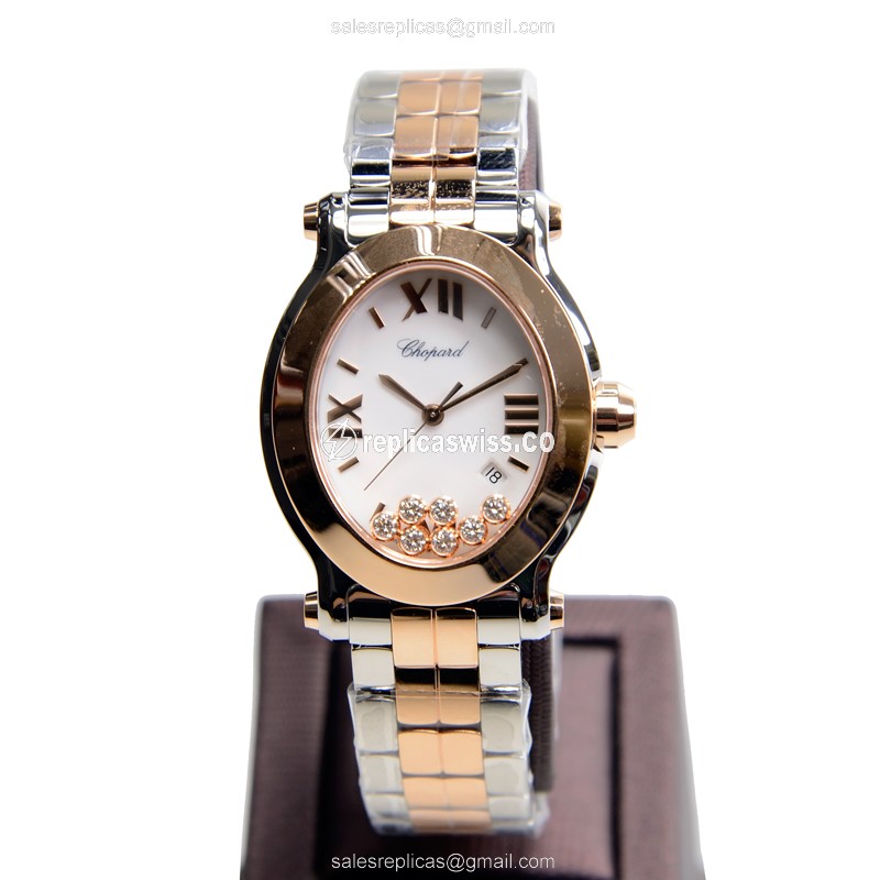Chopard Happy Sport Replica - Quartz - 18kt Rose & Steel Case - White Dial - View 2