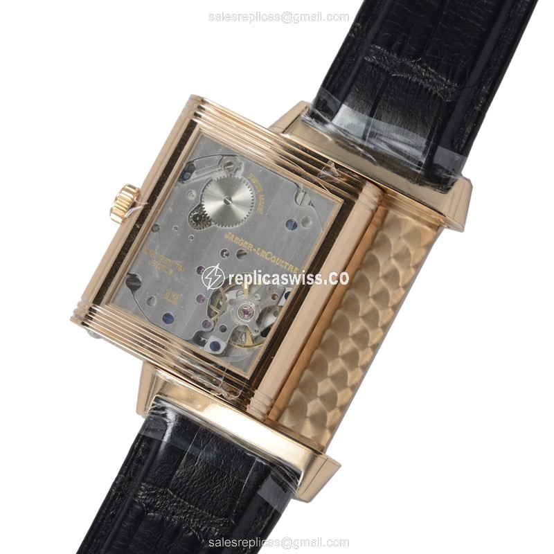 Jaeger-Lecoultre Q3732470 REVERSO - Manual - 18kt Rose Gold - Black Dial - Alligator Black Clasp - View 4