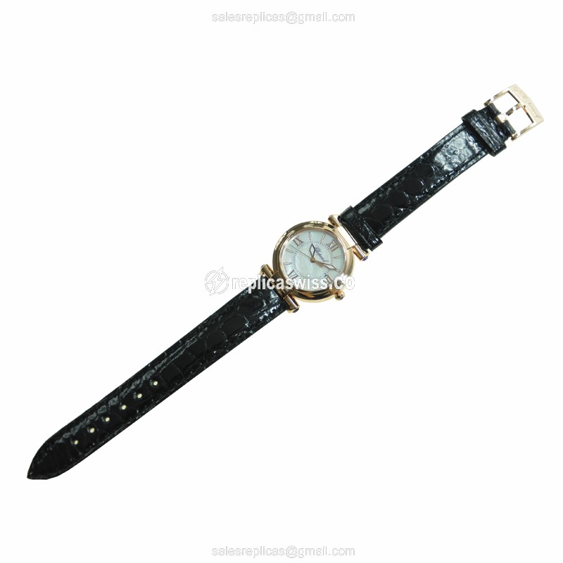 Chopard Imperiale Replica - Quartz - 18kt Rose Gold - Silver Dial - Black Alligator Strap - View 2