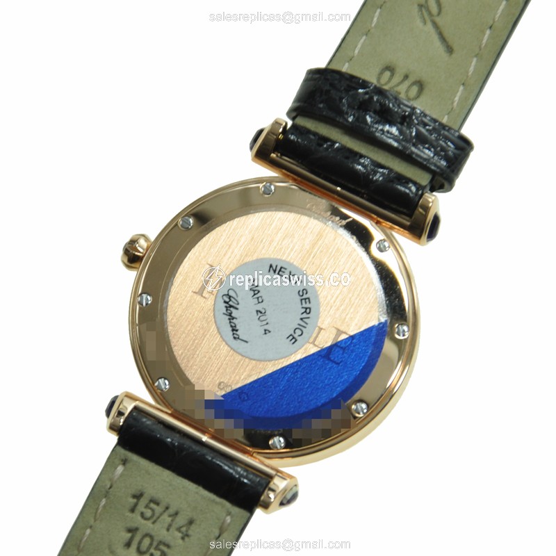 Chopard Imperiale Replica - Quartz - 18kt Rose Gold - Silver Dial - Black Alligator Strap - View 3