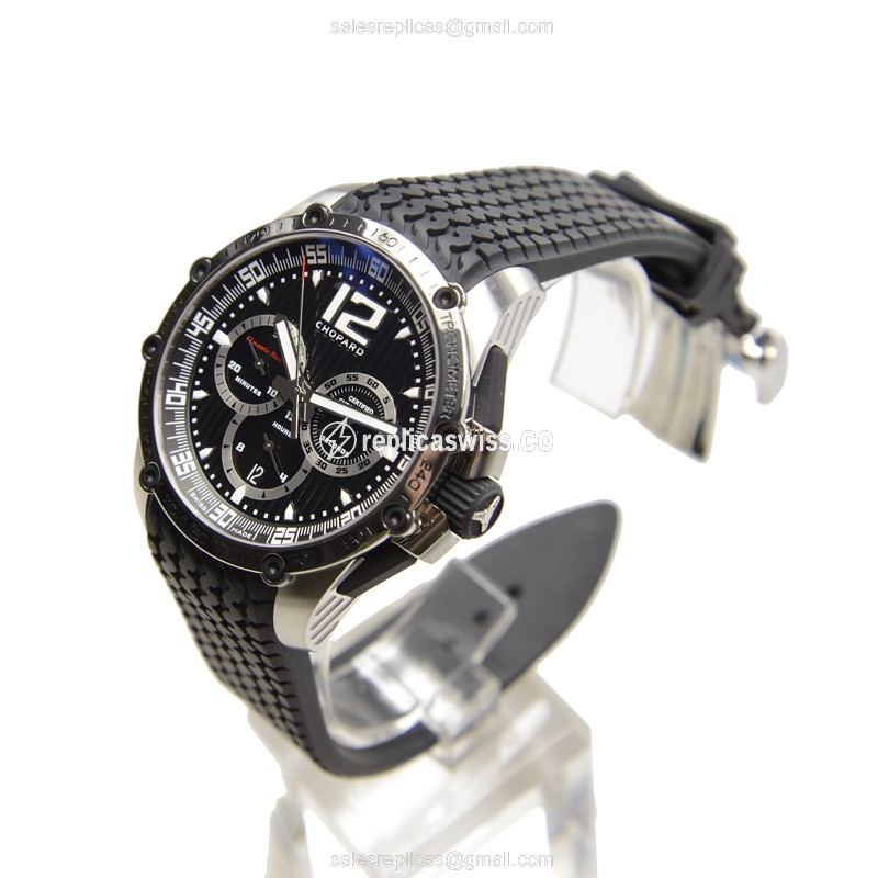 Chopard 168523-3001 MILLE MIGLIA - Auto - Steel - Black Dial - Rubber Black Clasp - View 3