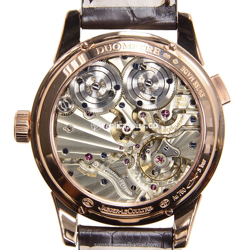 Jaeger-Lecoultre Q6042521 DUOMETRE Manual - 18kt Rose Gold - White Dial - Alligator Brown Strap - View 3