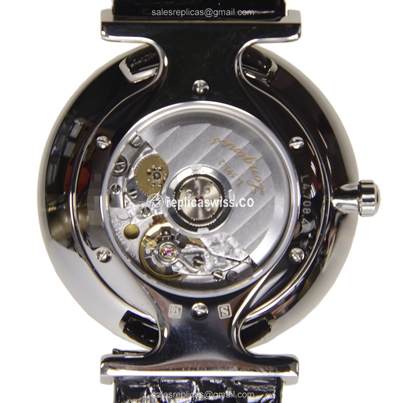 Longines LA GRANDE Replica - Automatic - Stainless Steel - White Dial, Black Leather Strap - View 3
