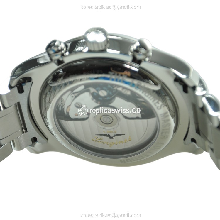 Longines Master Automatic Replica | Black Dial | Silver Clasp, Steel Strap - View 3